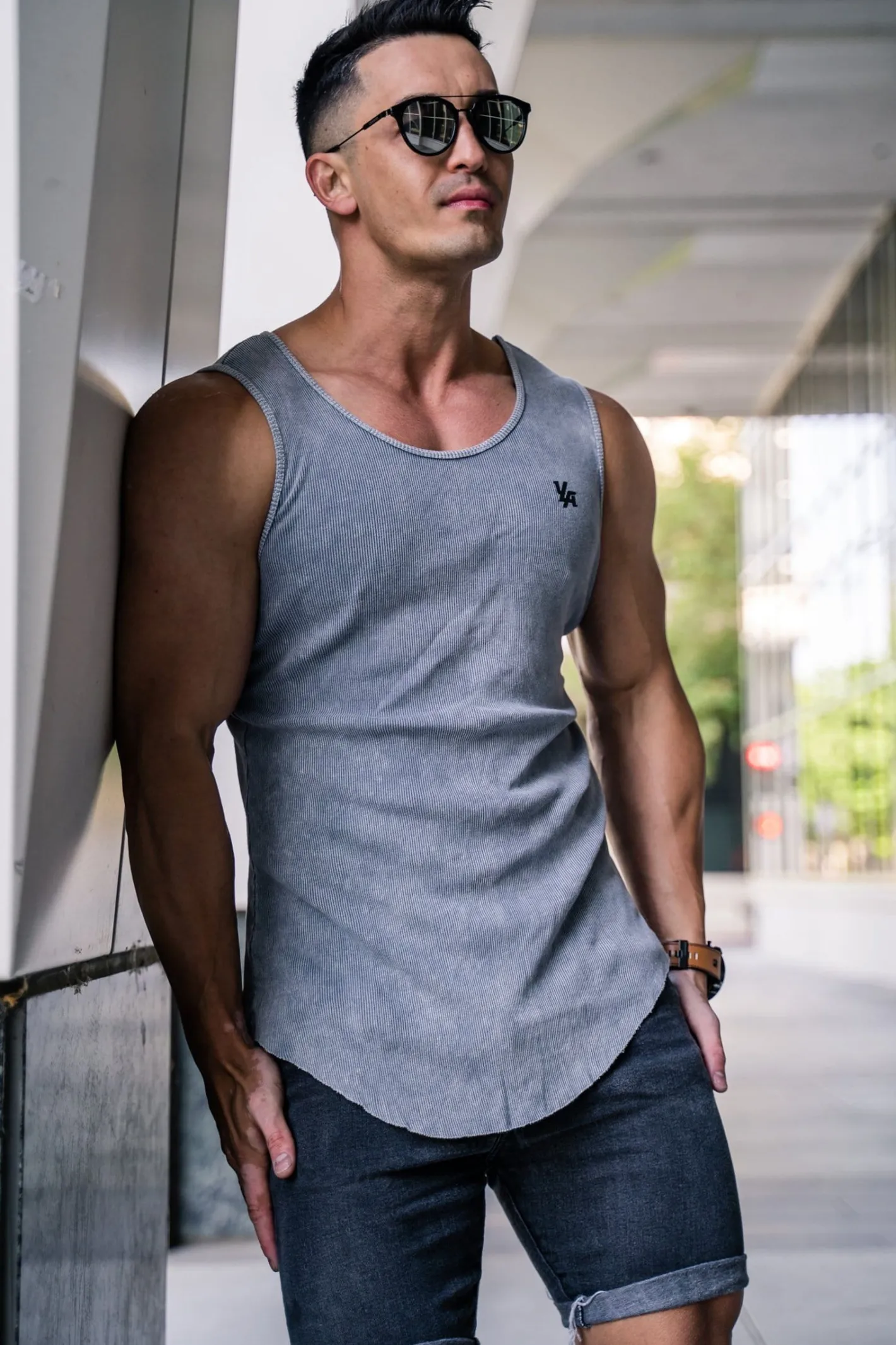 Youngla 314 Scoop Bottom Ribbed Tank<Men Tanks