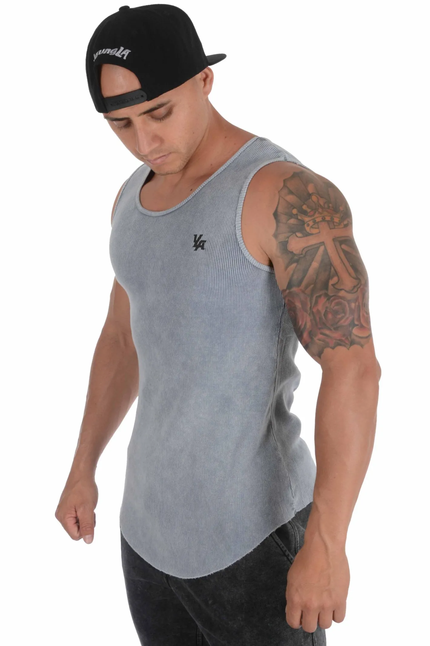 Youngla 314 Scoop Bottom Ribbed Tank<Men Tanks
