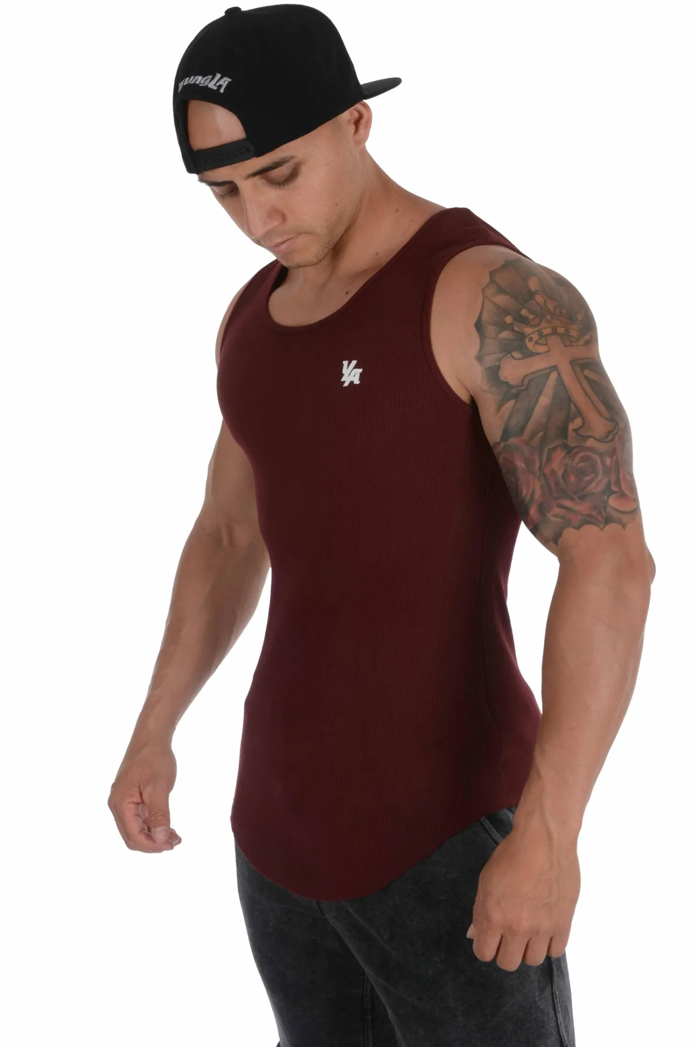 Youngla 314 Scoop Bottom Ribbed Tank<Men Tanks
