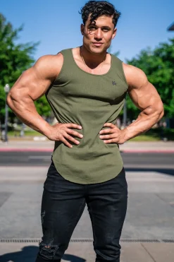 Youngla 314 Scoop Bottom Ribbed Tank<Men Tanks