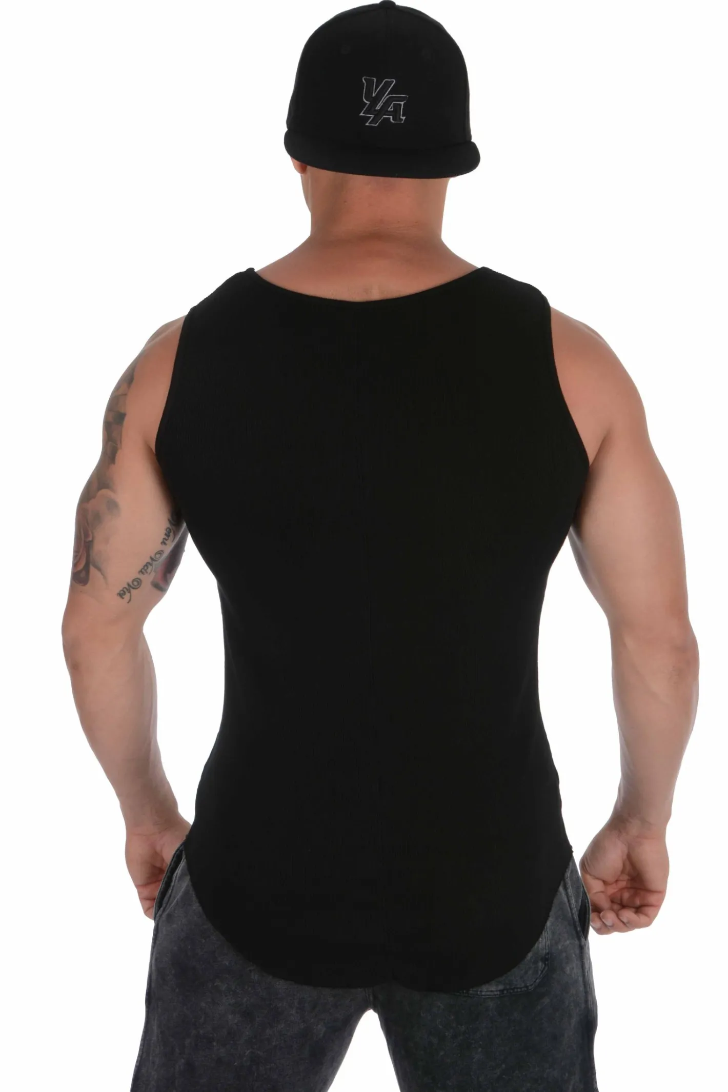 Youngla 314 Scoop Bottom Ribbed Tank<Men Tanks
