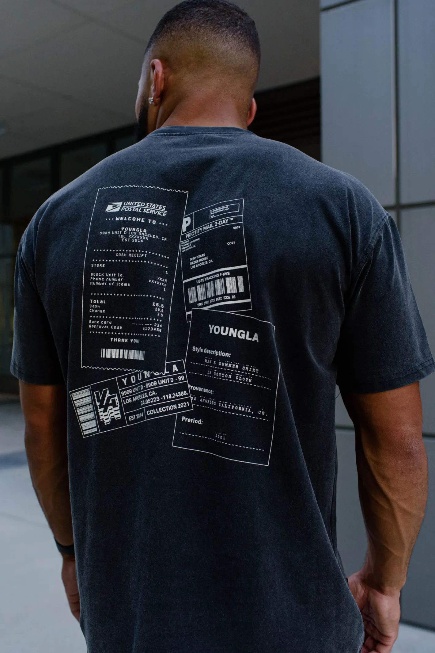 Youngla 449 Washed Drip Tees<Men Shirts