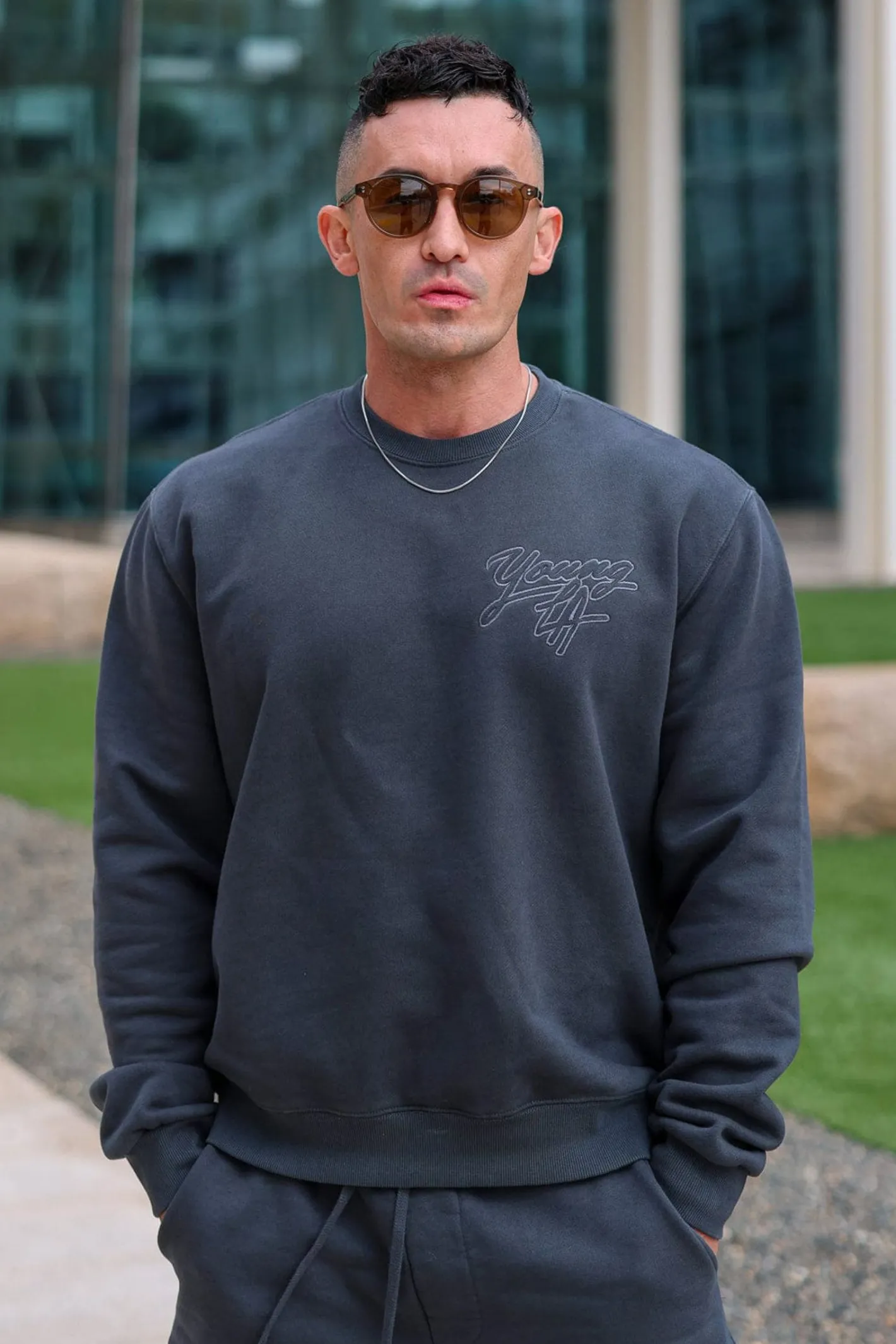Youngla 5092-Effortless Sets-Crewnecks<Men Outerwear