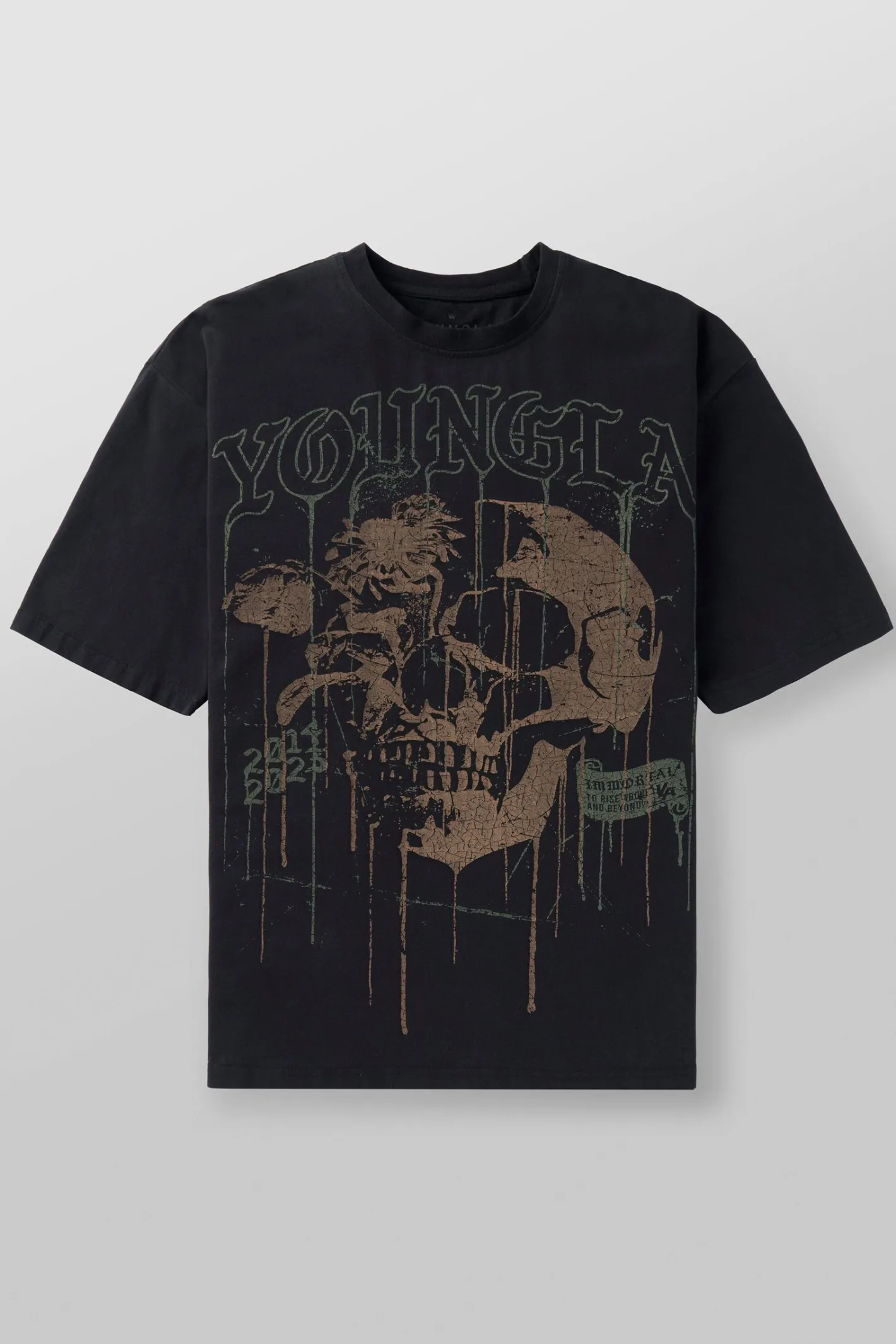 Youngla 4116-Floral Skull Tees<Men Shirts