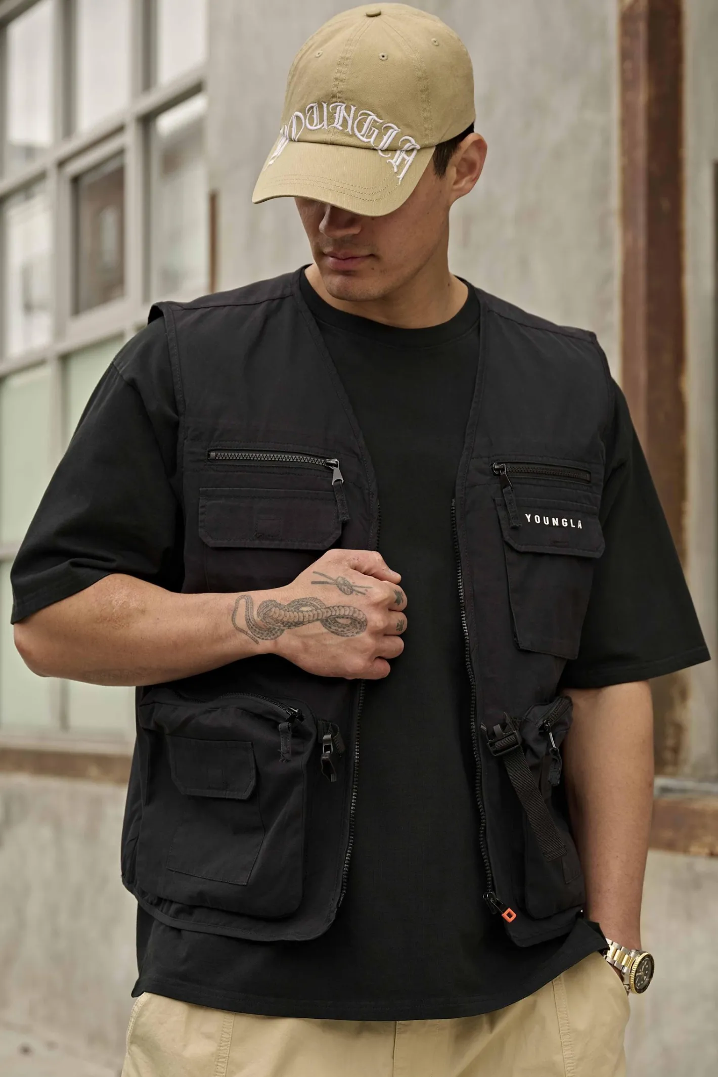 Youngla 502-Utility Cargo Vest<Men Outerwear