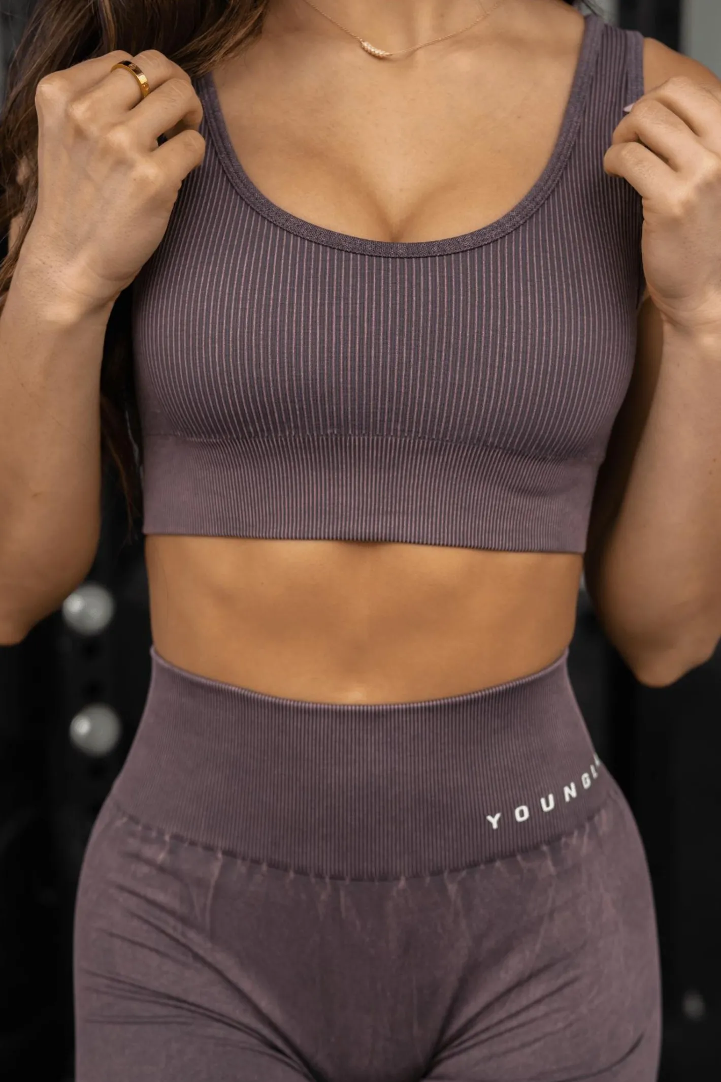 Youngla W315 Carbon Ribbed Sports Bra<Women Bras