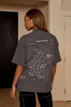 Youngla W440 Digital Oversized Tee<Women Tops