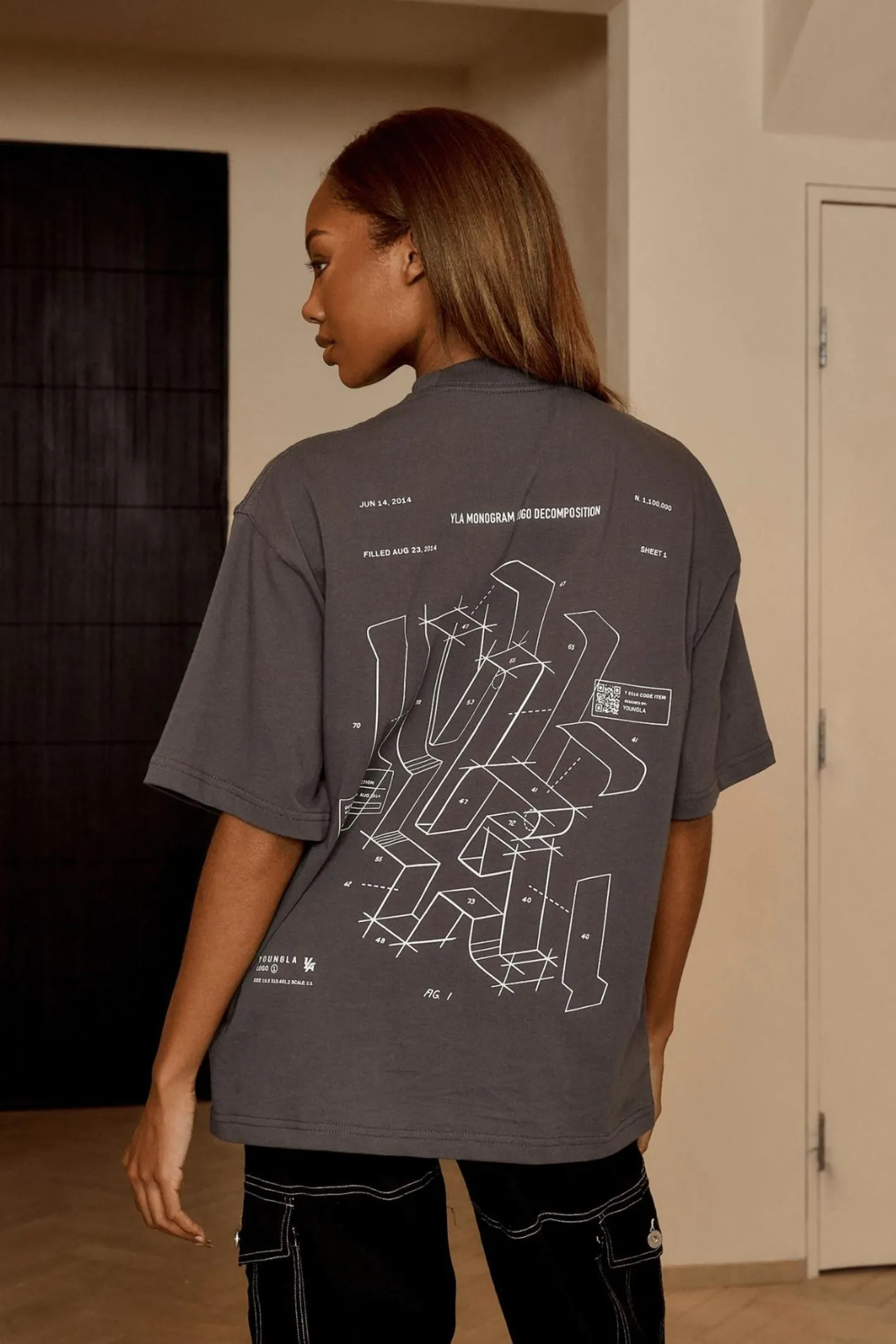 Youngla W440 Digital Oversized Tee<Women Tops