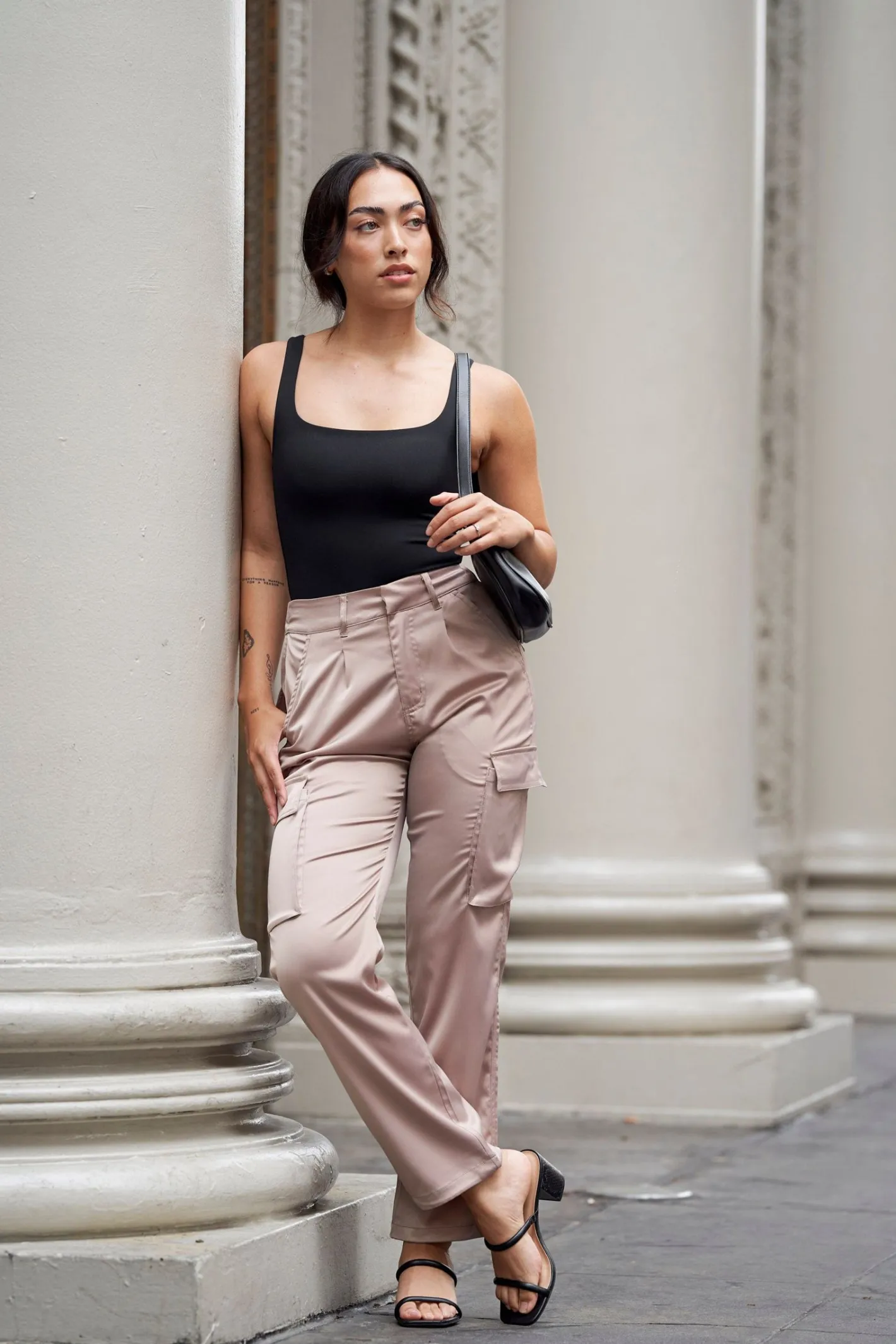 Youngla W217 Gloria Satin Cargo<Women Joggers & Pants