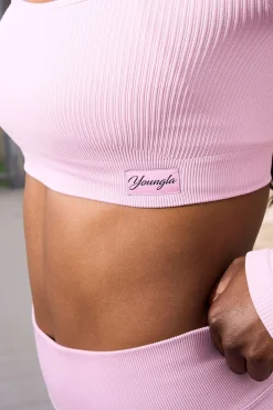 Youngla W449 Ribbed Seamless Longsleeve Crop<Women Tops