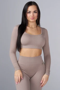 Youngla W449 Ribbed Seamless Longsleeve Crop<Women Tops