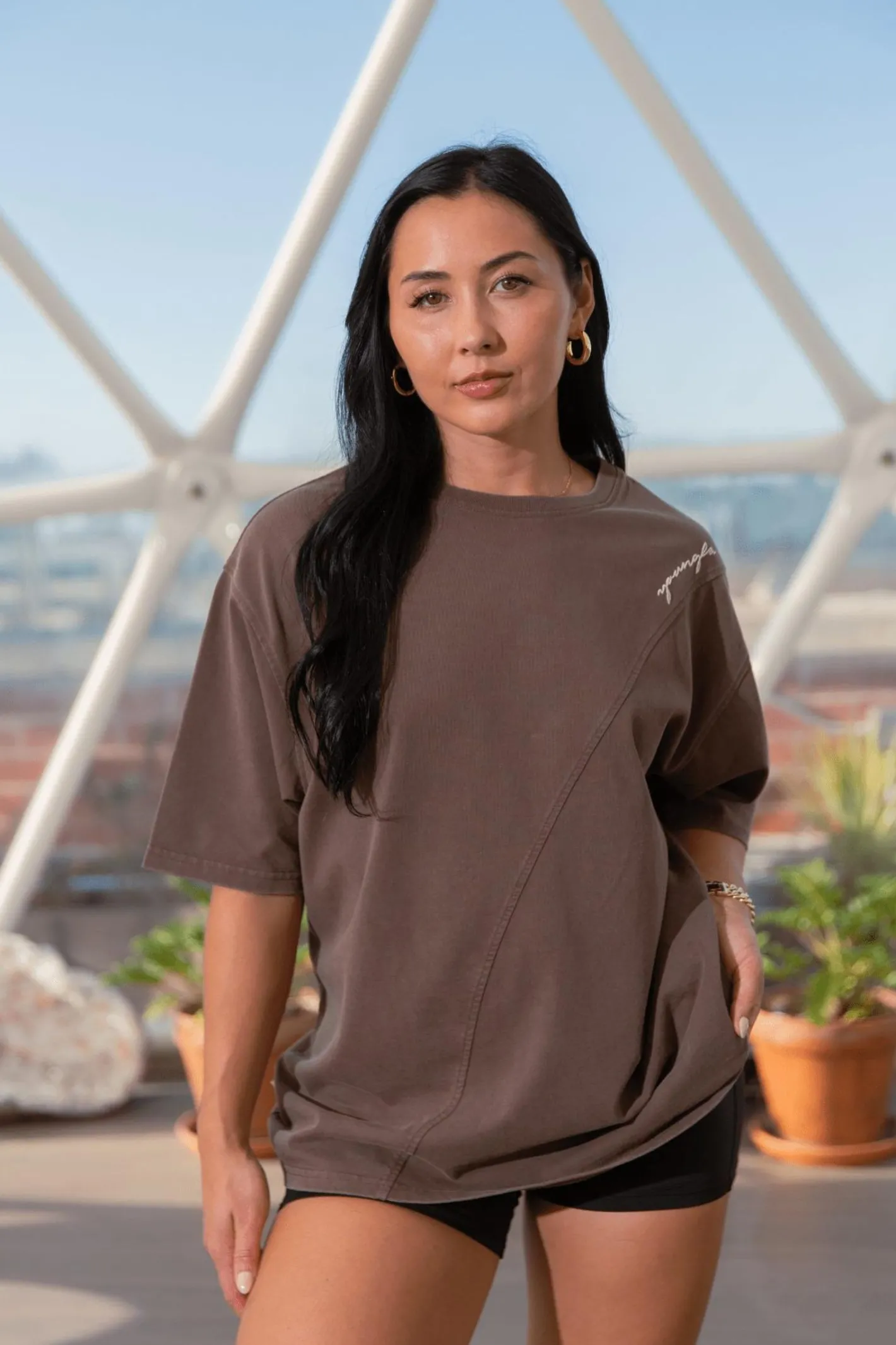Youngla W431-Curve Oversize Tee<Women Tops