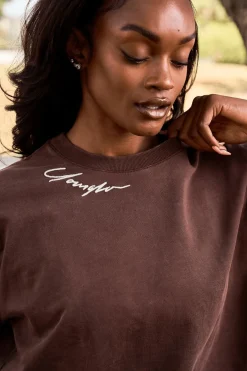 Youngla W432-Emblem Long Sleeve Tee<Women Tops