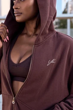 Youngla W519-Emblem Zip Up Hoodie<Women Outerwear