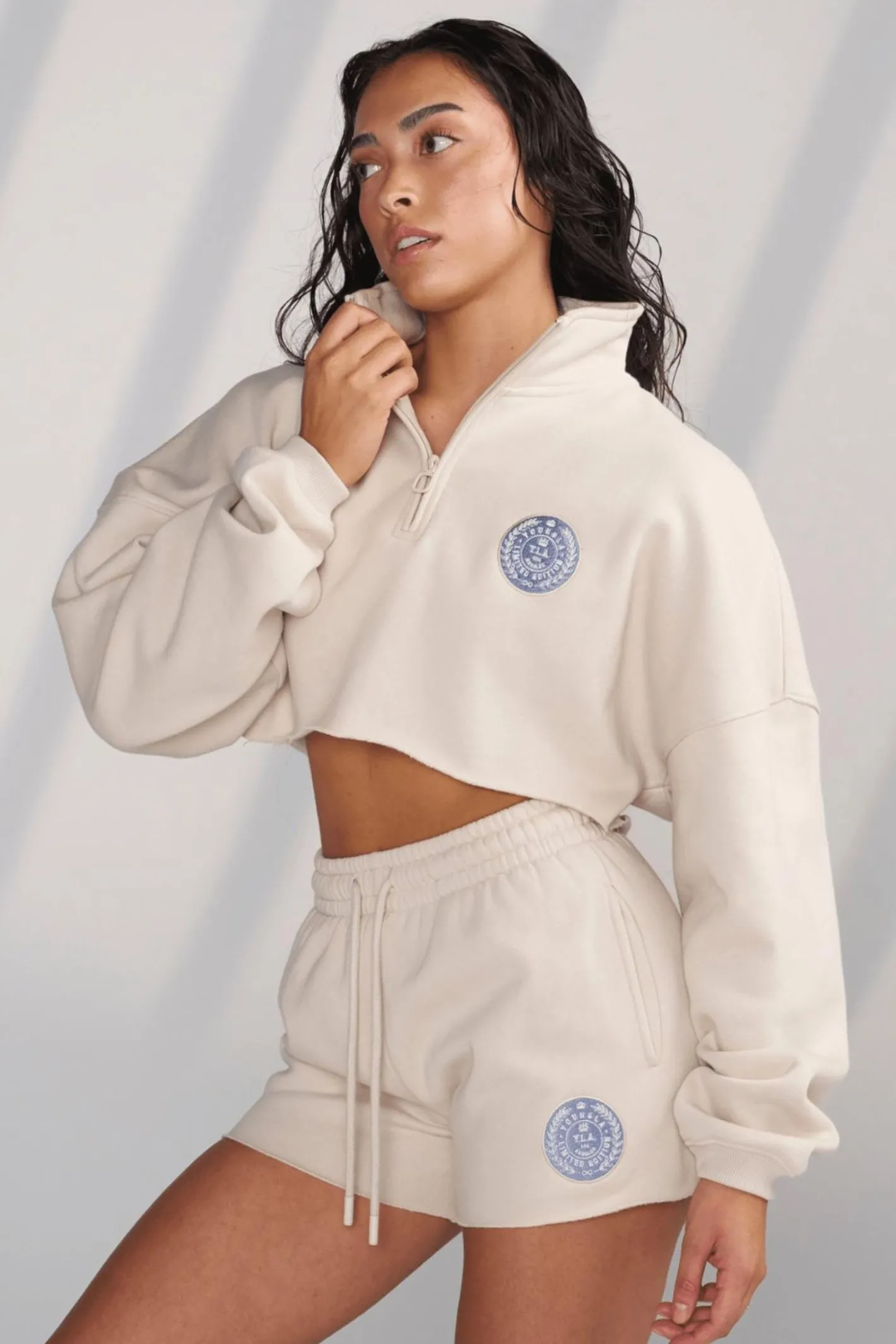 Youngla W525-Teddy Crop Quarter Zip<Women Outerwear