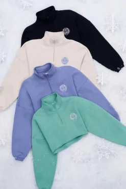 Youngla W525-Teddy Crop Quarter Zip<Women Outerwear